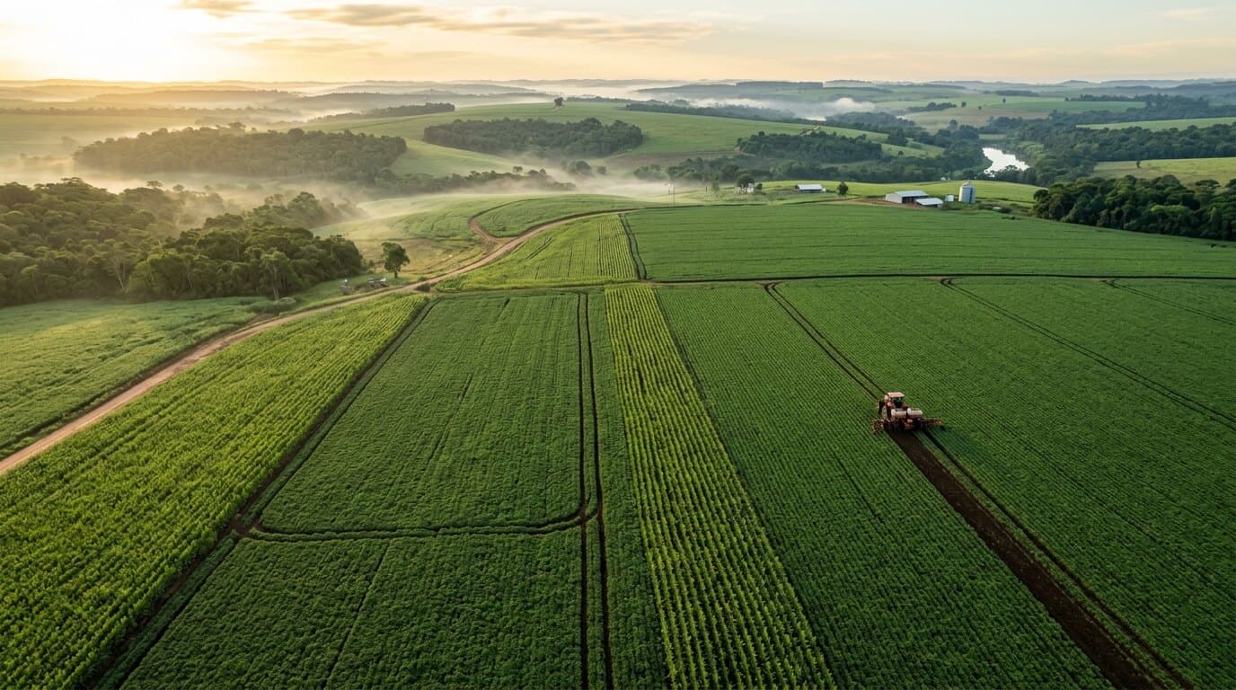 Agricultura de precisão e lavoura verde exuberante Agroforte